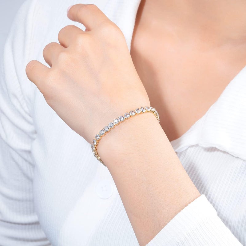 CiNily Adjustable Tennis Bracelets for Women Teen Girls Rainbow Cubic Zirconia Bracelet 14K White Gold Plated Hypoallergenic Slider Bracelet Jewelry Gift - Image 2